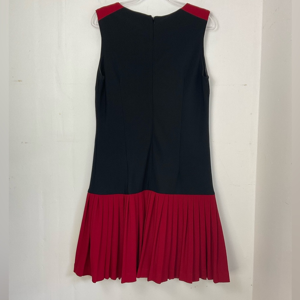 Vintage Dress Mod Tennis Retro Drop Waist Retro Black Red Sleeveless Size Medium - Picture 3 of 9